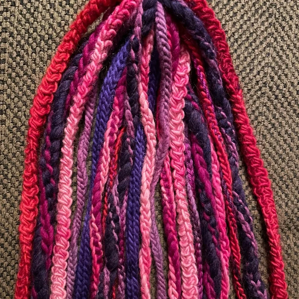 TWO Hair Falls Ponytails, Pink / Purple / Red, Wool